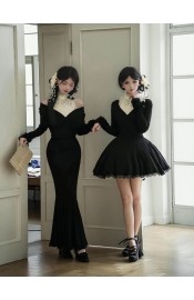 With Puji Crush Top Short and Long Low V Neck One Piece and Set(Pre-Order/Full Payment Without Shipping)